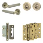 Frelan Hardware Complete Hex Door Handle Pack - Bathroom - Antique Brass