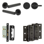 Frelan Hardware Complete Hex Door Handle Pack - Bathroom - Black