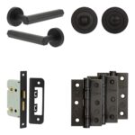 Frelan Hardware Complete Hex Door Handle Pack - Bathroom - Black
