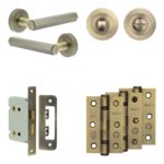 Frelan Hardware Complete Hex Door Handle Pack - Bathroom - Antique Brass