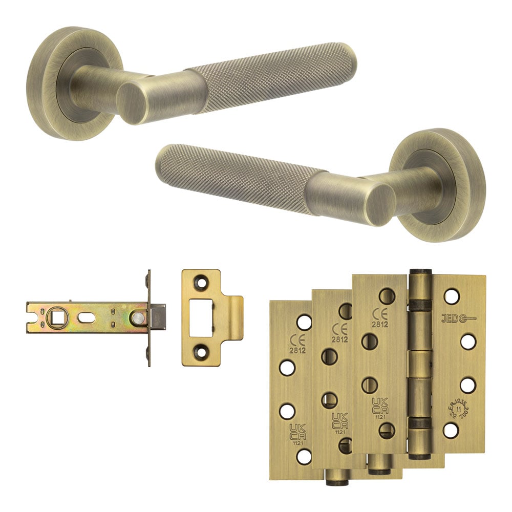 je-d3a-ab.jpg Frelan Hardware Complete Bari Door Handle Pack - Internal Doors - Antique Brass - Image 1