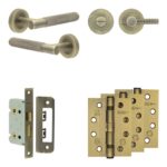 Frelan Hardware Complete Bari Door Handle Pack - Bathroom - Antique Brass