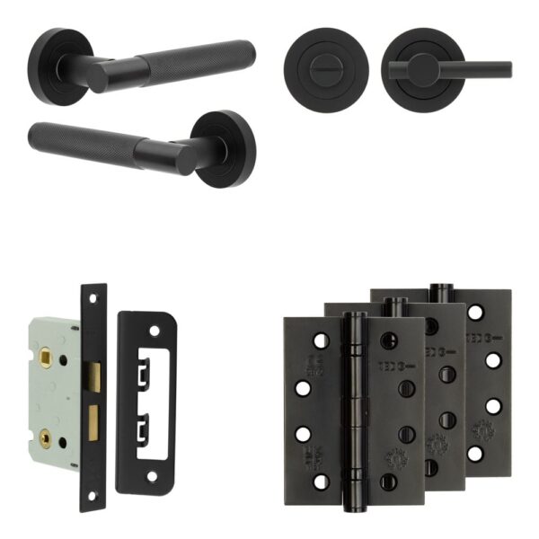 Complete Bari Door Handle Pack - Bathroom - Black