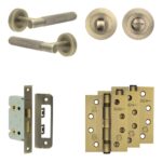 Complete Bari Door Handle Pack - Bathroom - Antique Brass