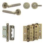 Complete Bari Door Handle Pack - Bathroom - Antique Brass