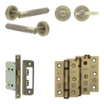 Complete Bari Door Handle Pack - Bathroom - Antique Brass