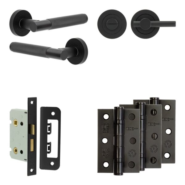 Complete Bari Door Handle Pack - Bathroom - Black