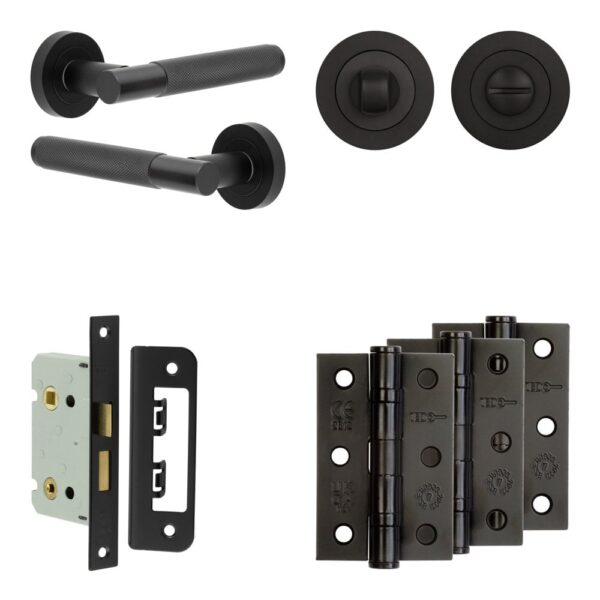 Complete Bari Door Handle Pack - Bathroom - Black
