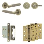 Complete Bari Door Handle Pack - Bathroom - Antique Brass