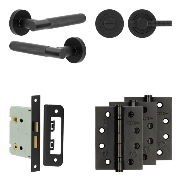 Complete Bari Door Handle Pack - Bathroom - Black