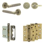 Complete Bari Door Handle Pack - Bathroom - Antique Brass