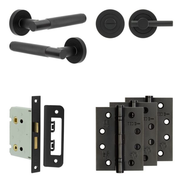 Complete Bari Door Handle Pack - Bathroom - Black