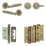 Complete Bari Door Handle Pack - Bathroom - Antique Brass