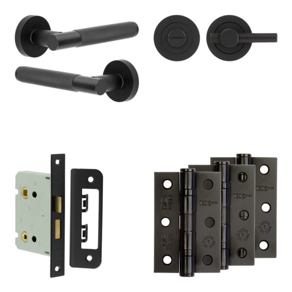 Complete Bari Door Handle Pack - Bathroom - Black