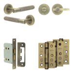Complete Bari Door Handle Pack - Bathroom - Antique Brass
