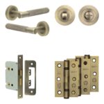 Complete Bari Door Handle Pack - Bathroom - Antique Brass
