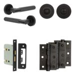 Complete Bari Door Handle Pack - Bathroom - Black