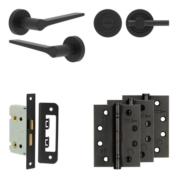 Complete Gio Door Handle Pack - Bathroom - Black