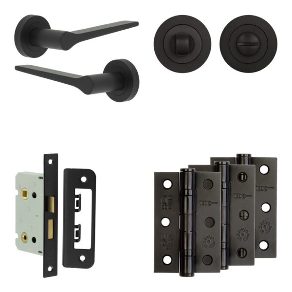 Complete Gio Door Handle Pack - Bathroom - Black