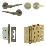 Complete Gio Door Handle Pack - Bathroom - Antique Brass