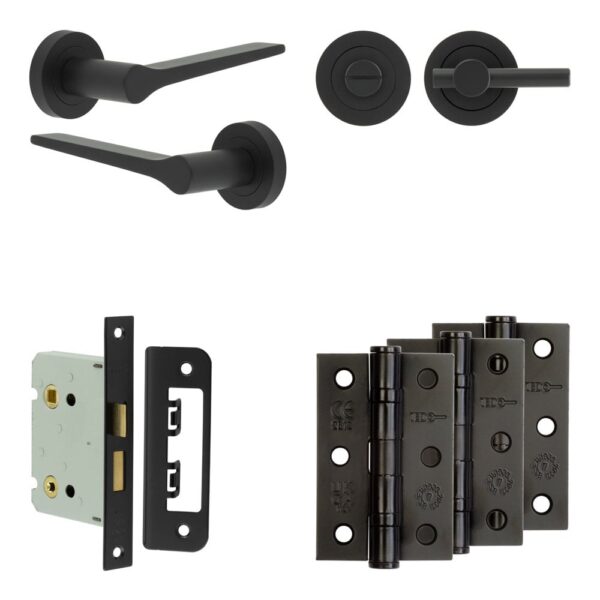 Complete Gio Door Handle Pack - Bathroom - Black