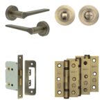 Complete Gio Door Handle Pack - Bathroom - Antique Brass