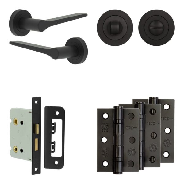Complete Gio Door Handle Pack - Bathroom - Black