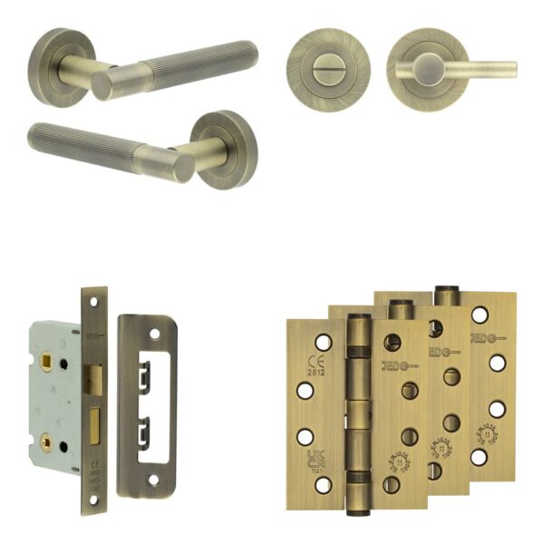 Complete Venice Door Handle Pack - Bathroom - Antique Brass