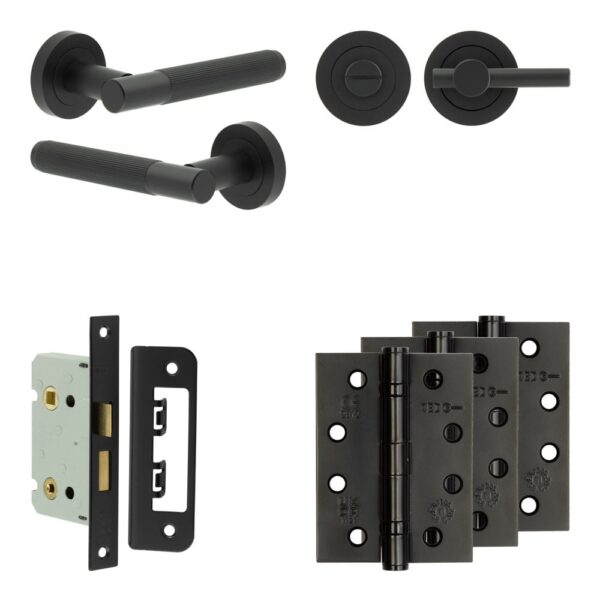 Complete Venice Door Handle Pack - Bathroom - Black