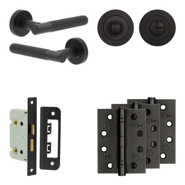 Complete Venice Door Handle Pack - Bathroom - Black