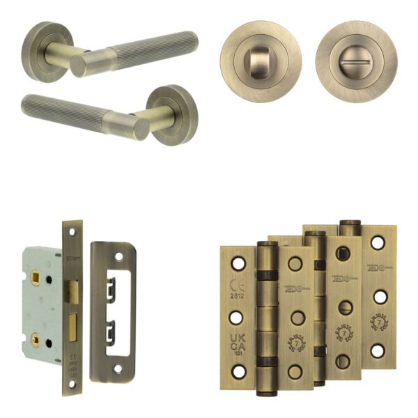 Complete Venice Door Handle Pack - Bathroom - Antique Brass