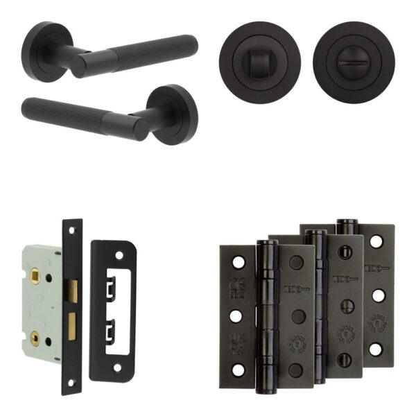 Complete Venice Door Handle Pack - Bathroom - Black