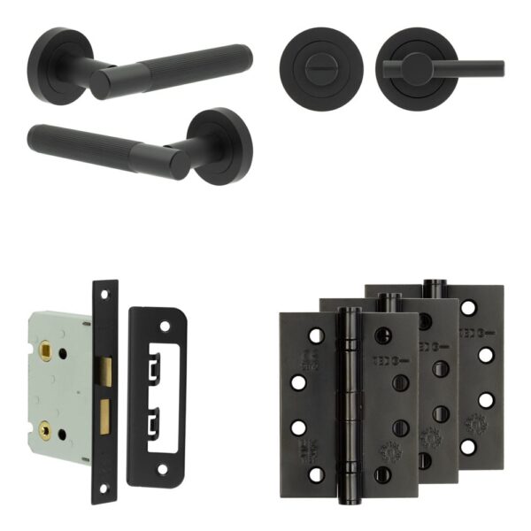 Complete Venice Door Handle Pack - Bathroom - Black