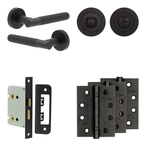 Complete Venice Door Handle Pack - Bathroom - Black