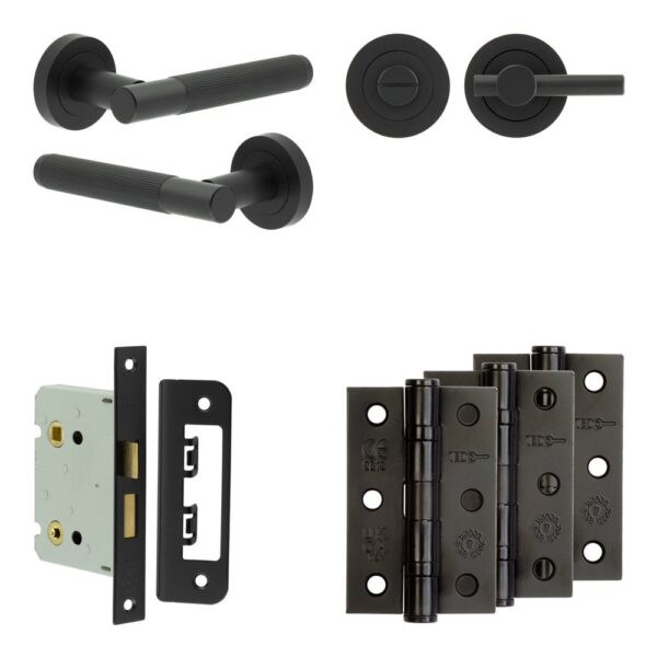 Complete Venice Door Handle Pack - Bathroom - Black