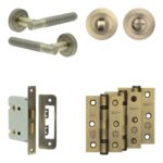 Complete Venice Door Handle Pack - Bathroom - Antique Brass