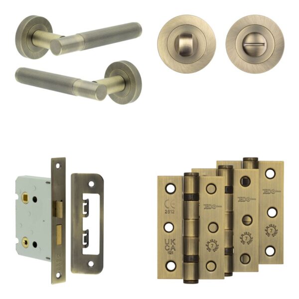 Complete Venice Door Handle Pack - Bathroom - Antique Brass