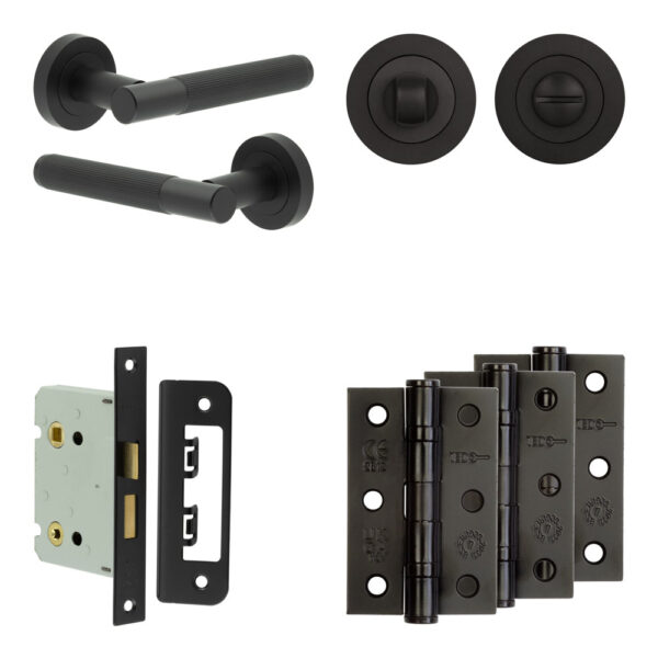 Complete Venice Door Handle Pack - Bathroom - Black