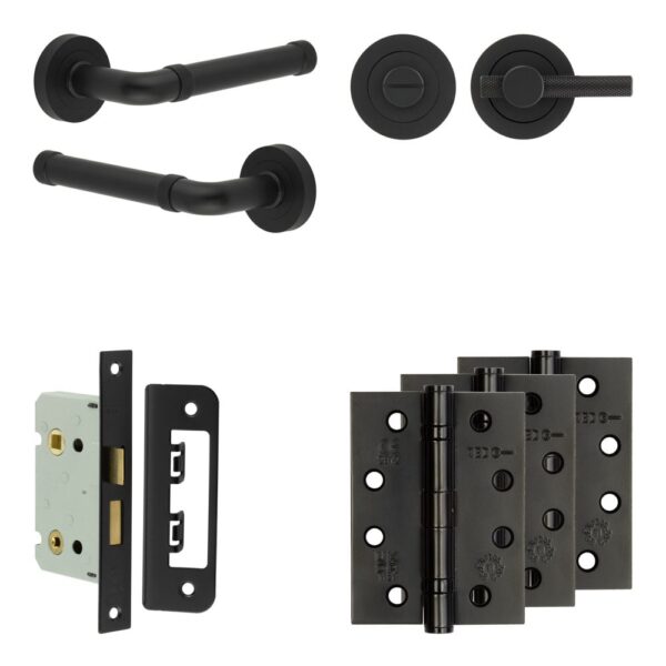 Complete Midtown Door Handle Pack - Bathroom - Black