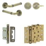 Complete Midtown Door Handle Pack - Bathroom - Antique Brass