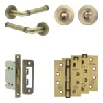 Complete Midtown Door Handle Pack - Bathroom - Antique Brass