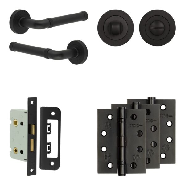 Complete Midtown Door Handle Pack - Bathroom - Black