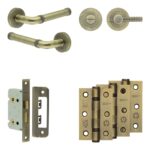 Complete Midtown Door Handle Pack - Bathroom - Antique Brass