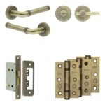 Complete Midtown Door Handle Pack - Bathroom - Antique Brass