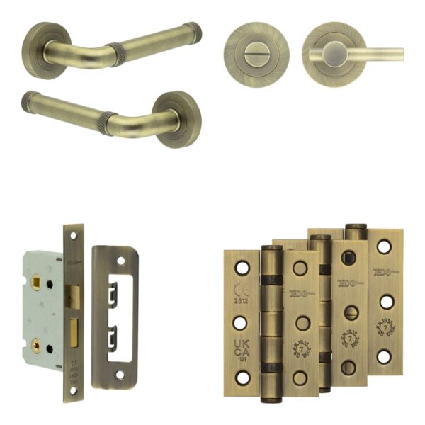 Complete Midtown Door Handle Pack - Bathroom - Antique Brass