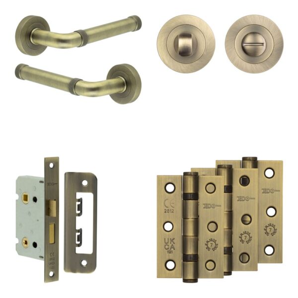 Complete Midtown Door Handle Pack - Bathroom - Antique Brass
