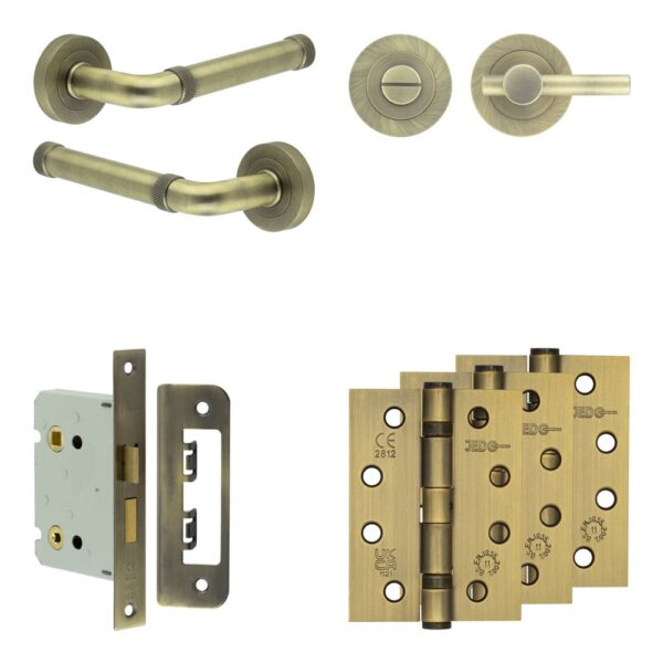 Complete Midtown Door Handle Pack - Bathroom - Antique Brass
