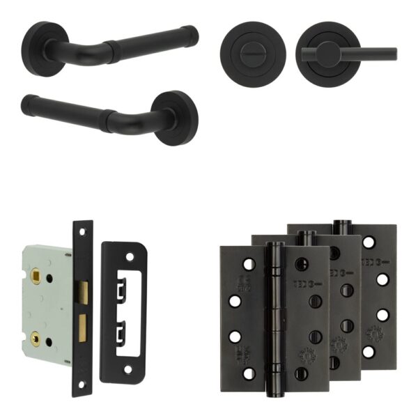 Complete Midtown Door Handle Pack - Bathroom - Black