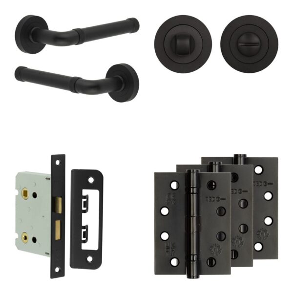 Complete Midtown Door Handle Pack - Bathroom - Black