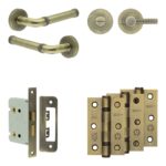 Complete Midtown Door Handle Pack - Bathroom - Antique Brass